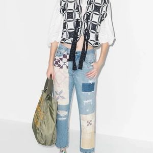 Polo Ralph Lauren Avery boyfriend jeans heather wash quilt patchwork